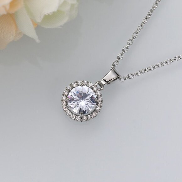 🔥 Exquisite Shiny Hollow Round CZ Dainty Pendant Necklace for Women, EVGG1105 - Picture 5 of 8